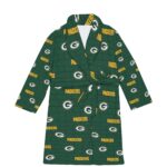 Green Bay Packers All-Over Print Men's Borg Fleece Robe - Image 6