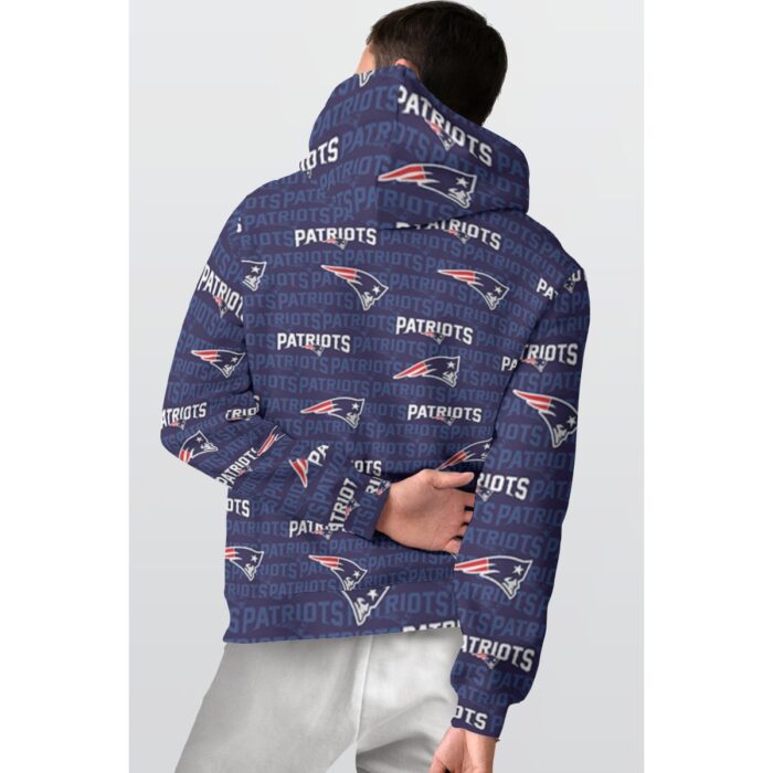 New England Patriots All-Over Print Men's Thicken Pullover Hoodie - Image 2