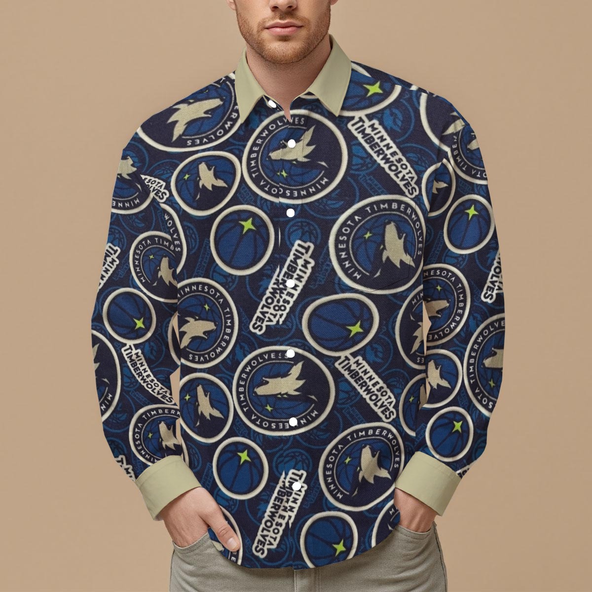 Minnesota Timberwolves Men's Slim Fit Long Sleeve Shirt