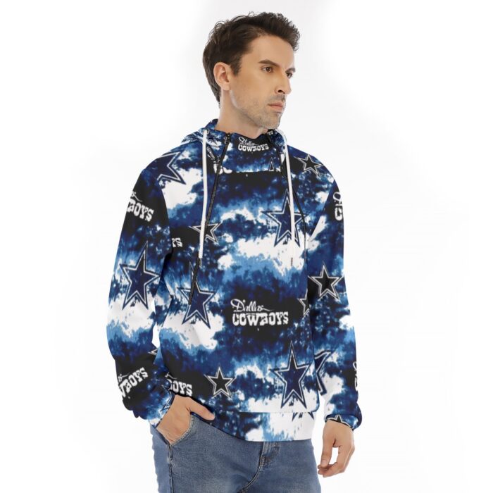 Dallas Cowboys Zubaz All-Over Print Men's Hoodie With Placket Double Zipper - Image 3