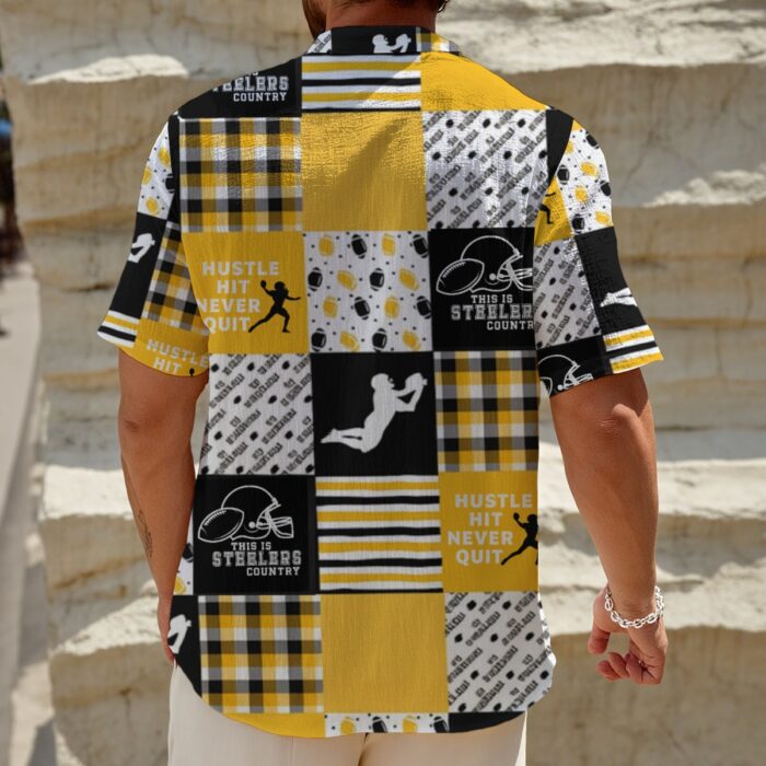 Pittsburgh Steelers All-Over Print Men's Henley Polo Shirt - Image 1