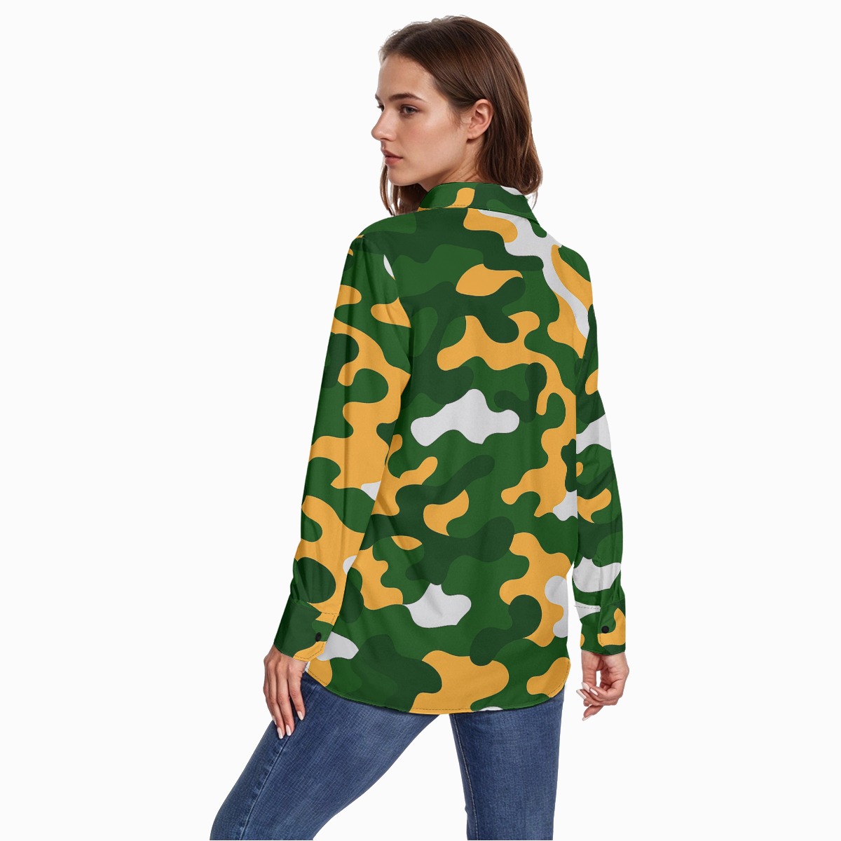 Green Bay Packers All-Over Print Women's Comfort Shirt With Button|125GSM Cotton