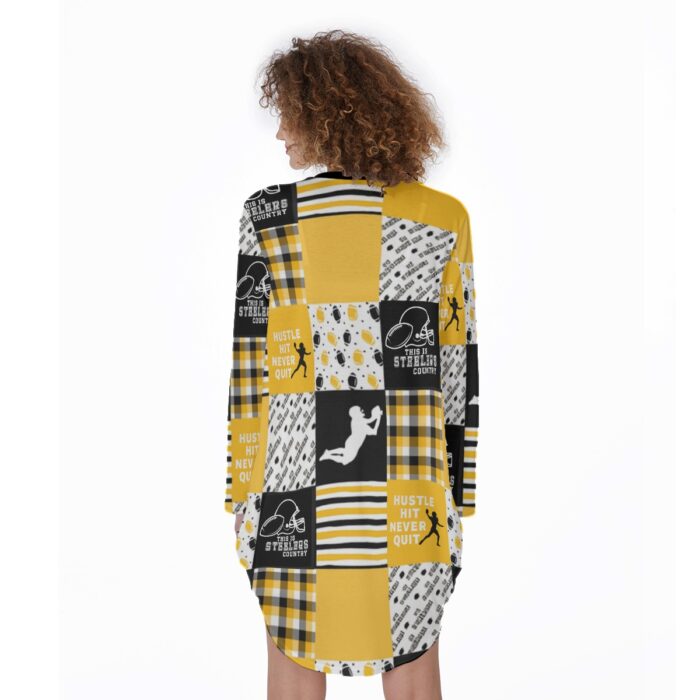 Pittsburgh Steelers All-Over Print Women's Casual Loose Long Sleeve Dress With Pocket - Image 3