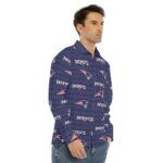 New England Patriots All-Over Print Men's Lapel Collar Shirt With Concealed Placket - Image 2
