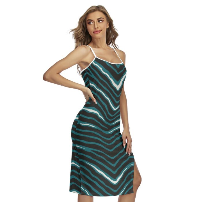 Philadelphia Eagles Zubaz All-Over Print Women's Back Cross Cami Dress - Image 4