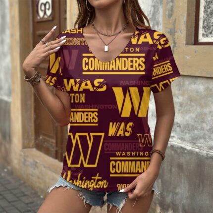 Washington Commanders Women's V-neck T-Shirt