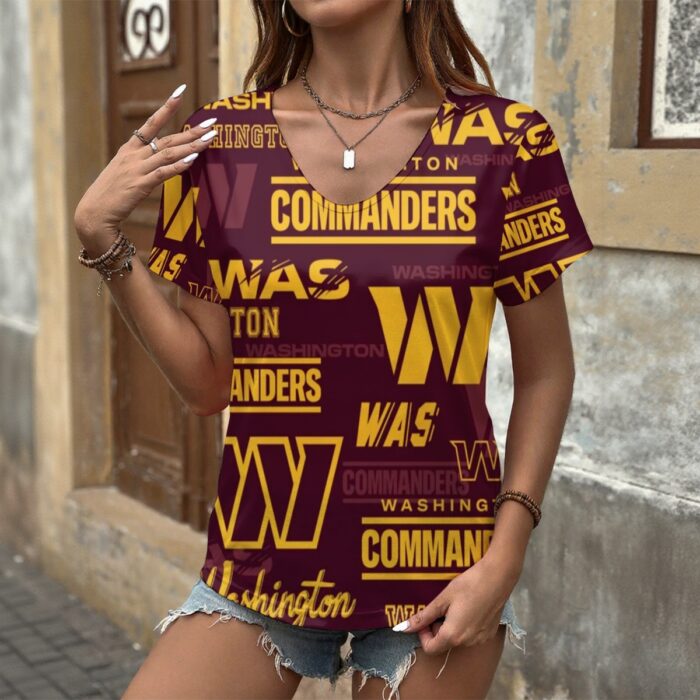 Washington Commanders Women's V-neck T-Shirt - Image 1
