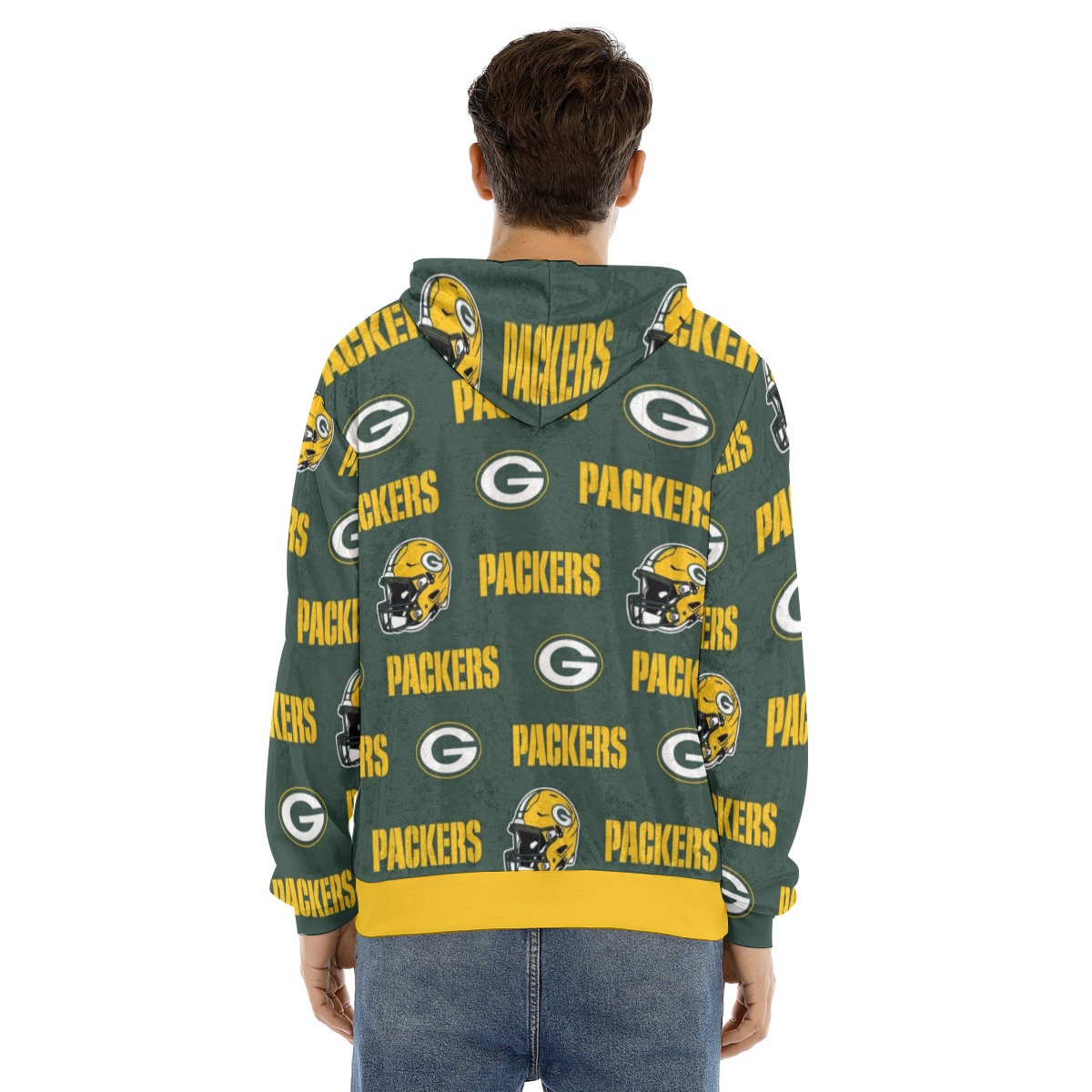 Green Bay Packers All-Over Print Men's Pullover Hoodie | Velvet