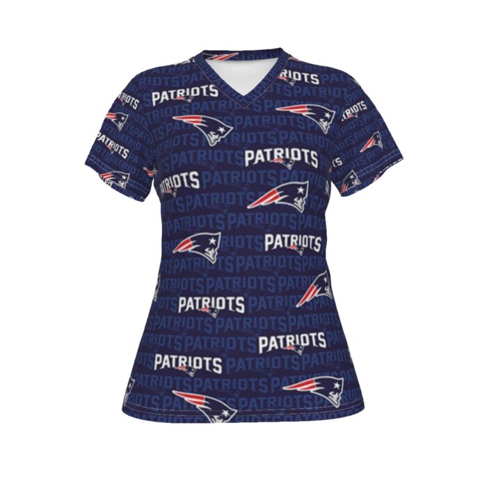 New England Patriots Zubaz All-Over Print V-neck Women's T-shirt - Image 3