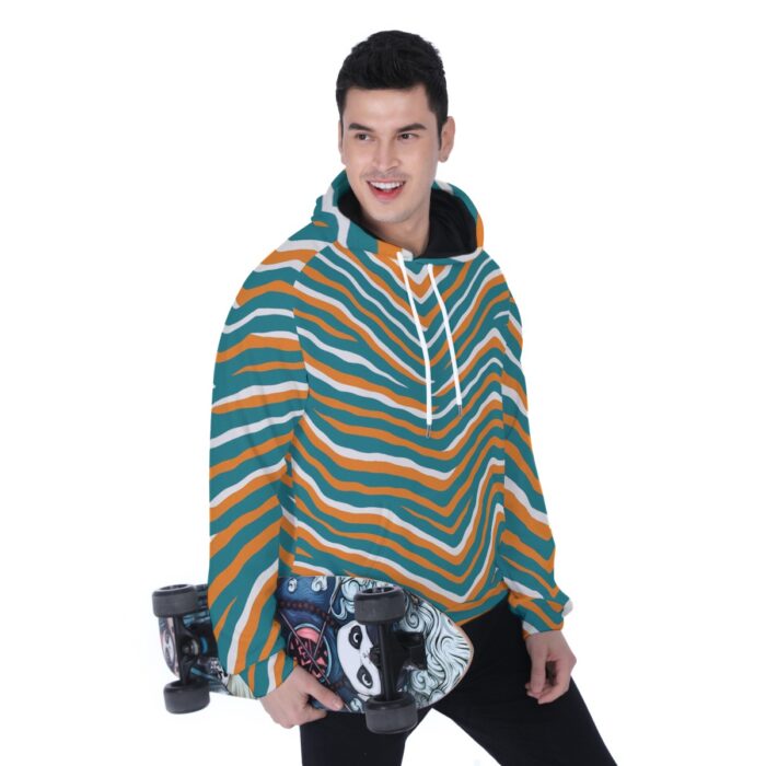 Miami Dolphins Zubaz All-Over Print Men's Heavy Fleece Raglan Hoodie - Image 4