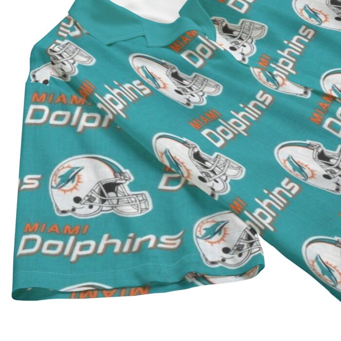 Miami Dolphins Zubaz All-Over Print Men's Hawaiian Rayon Shirt | 115GSM Rayon - Image 3