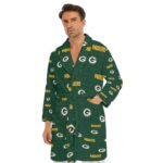 Green Bay Packers All-Over Print Men's Borg Fleece Robe - Image 3