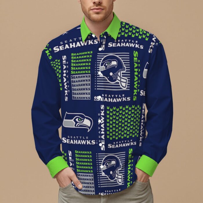 Seattle Seahawks Men's Slim Fit Long Sleeve Shirt - Image 1