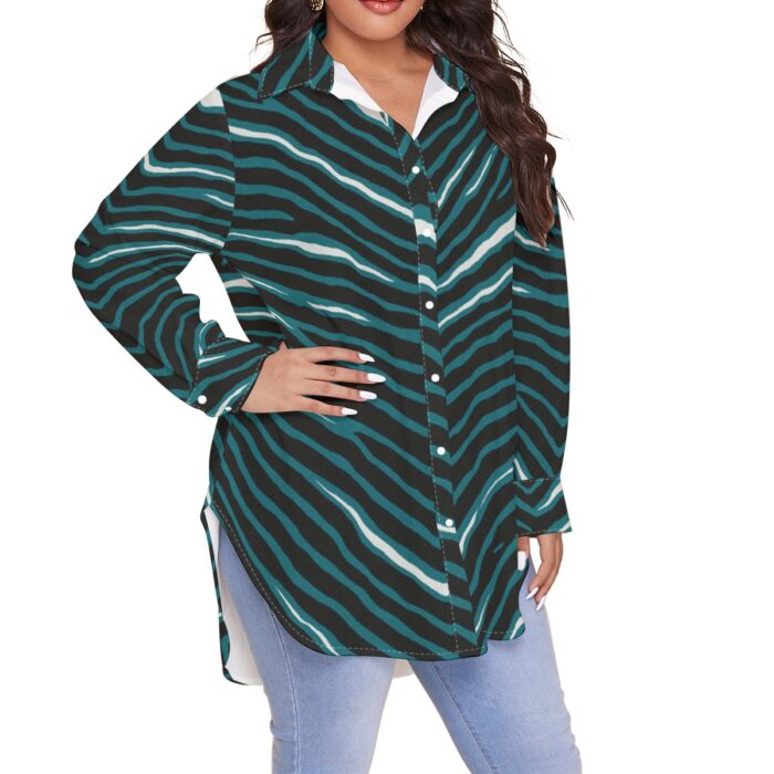Philadelphia Eagles Zubaz All-Over Print Women's Shirt With Long Sleeve(Plus Size) - Image 3