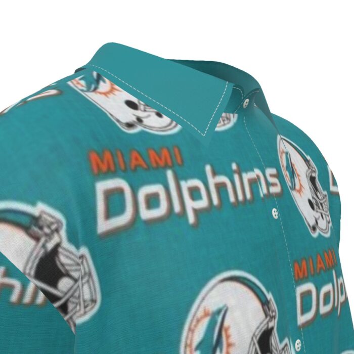 Miami Dolphins Zubaz All-Over Print Men's Imitation Silk Short-Sleeved Shirt - Image 5