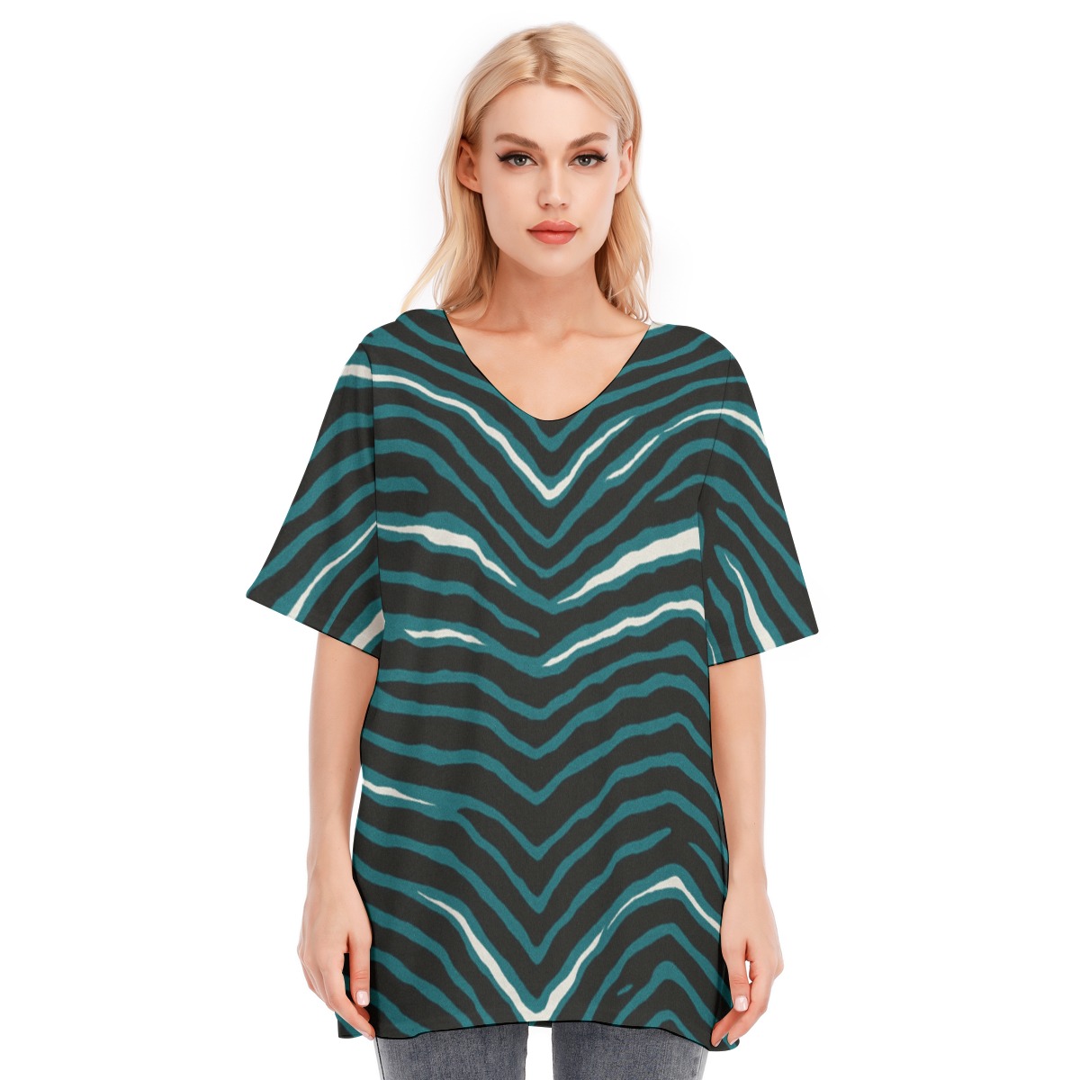 Philadelphia Eagles Zubaz All-Over Print Women's Bat Sleeves Blouse | 190GSM Cotton