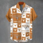 Texas at Austin - Longhorns Men's Stand Collar Shirt|110GSM Imitation Flax