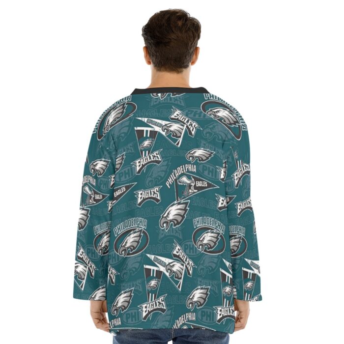 Philadelphia Eagles Zubaz All-Over Print Men's V-neck Ice Hockey Jersey - Image 5