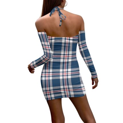 New England Patriots Zubaz All-Over Print Women's Halter Lace-up Dress