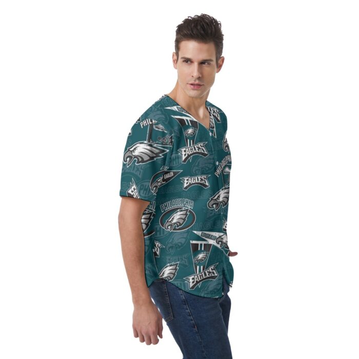 Philadelphia Eagles Zubaz All-Over Print Men's Short Sleeve Baseball Jersey - Image 2