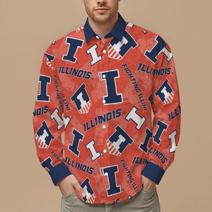 Illinois at Urbana Champaign  Fighting Illini Men's Slim Fit Long Sleeve Shirt - Image 1