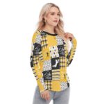 Pittsburgh Steelers All-Over Print Women's Raglan Sleeves U-Shaped Hem Long Sleeves Blouse - Image 2