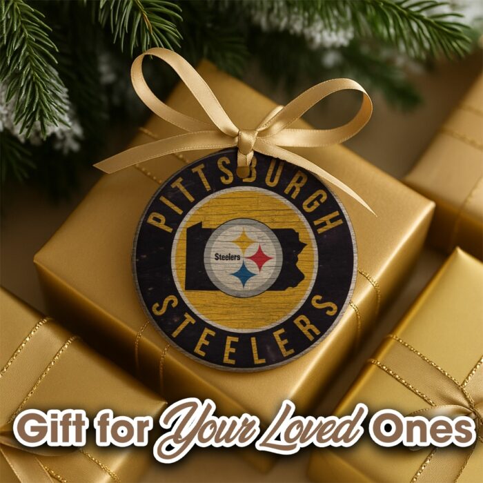 Pittsburgh Steelers Zubaz Round Christmas Ceramic Decoration Ornaments - Image 6