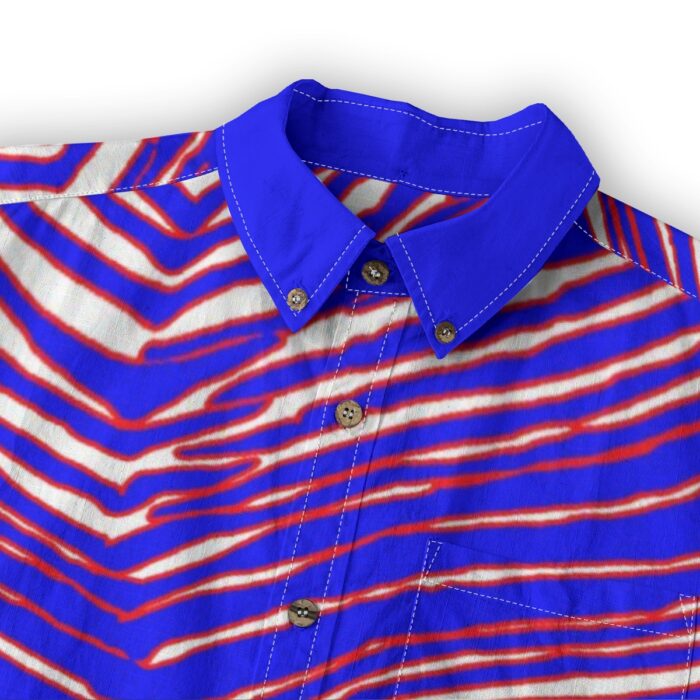 Buffalo Bills Zubaz All-Over Print Men's Casual Lapel Long Sleeve Shirt|125GSM Cotton - Image 4