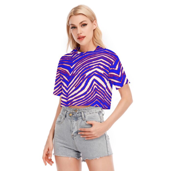 Buffalo Bills Zubaz All-Over Print Women's Cropped T-shirt | 190GSM Cotton - Image 2