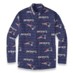 New England Patriots All-Over Print Men's Casual Lapel Long Sleeve Shirt|125GSM Cotton - Image 6