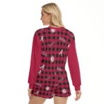Alabama - Crimson Tide tartan Women's Short Sweatshirt And Pants Suit - Image 4
