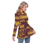 Washington Commanders Women's Long-sleeved Heap-neck Slim Casual Tunic Blouse - Image 3