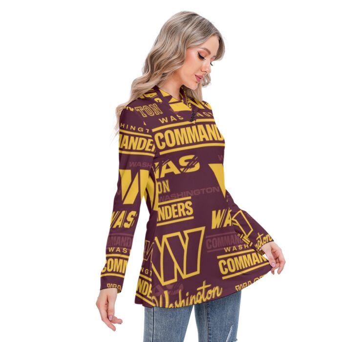 Washington Commanders Women's Long-sleeved Heap-neck Slim Casual Tunic Blouse - Image 3