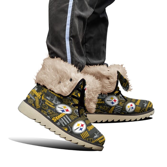 Pittsburgh Steelers Zubaz All-Over Print Women's Plush Boots - Image 4