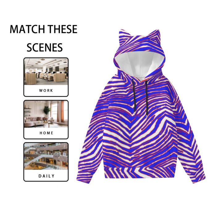 Buffalo Bills Zubaz All-Over Print Women’s Hoodie With Decorative Ears - Image 2