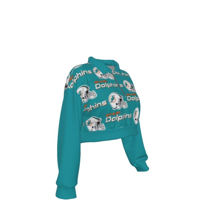 Miami Dolphins Zubaz All-Over Print Women's Hoodie with Half Zipper - Image 3