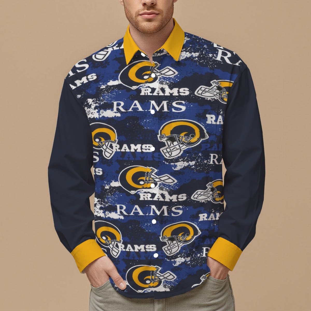 Los Angeles Rams Men's Slim Fit Long Sleeve Shirt
