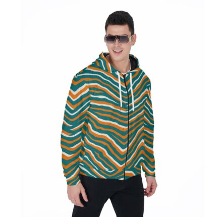 Miami Dolphins Zubaz All-Over Print Zip Up Hoodie With Pocket