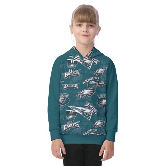 Philadelphia Eagles Zubaz All-Over Print Kid's Raglan Pullover Hoodie - Image 3