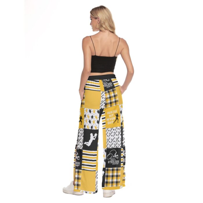 Pittsburgh Steelers Zubaz All-Over Print Women's Side Slit Snap Button Trousers - Image 3
