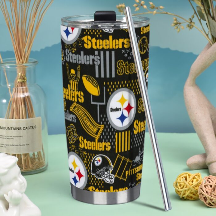 Pittsburgh Steelers Zubaz Tumbler 20oz (with Straw) - Image 1