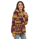 Washington Commanders Redskins Women's Borg Fleece Hoodie With Half Zip - Image 2