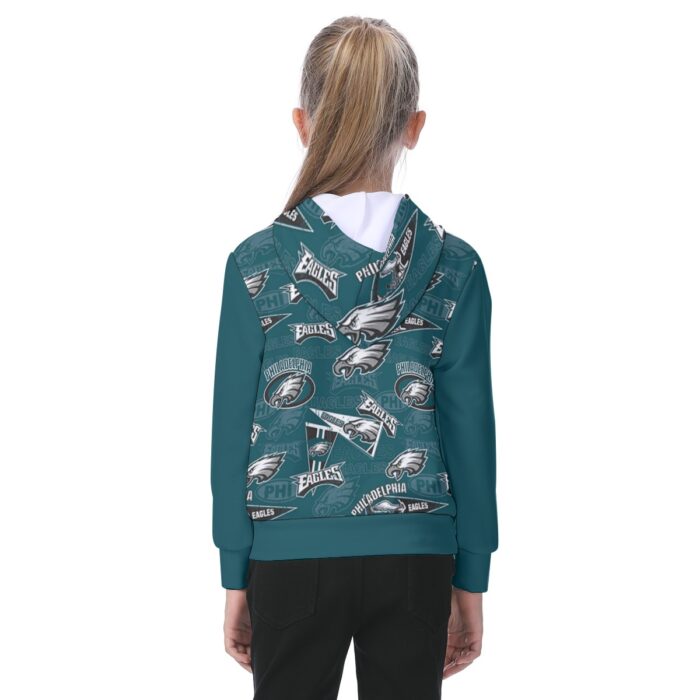 Philadelphia Eagles Zubaz All-Over Print Oversized Kid's Hoodie - Image 4