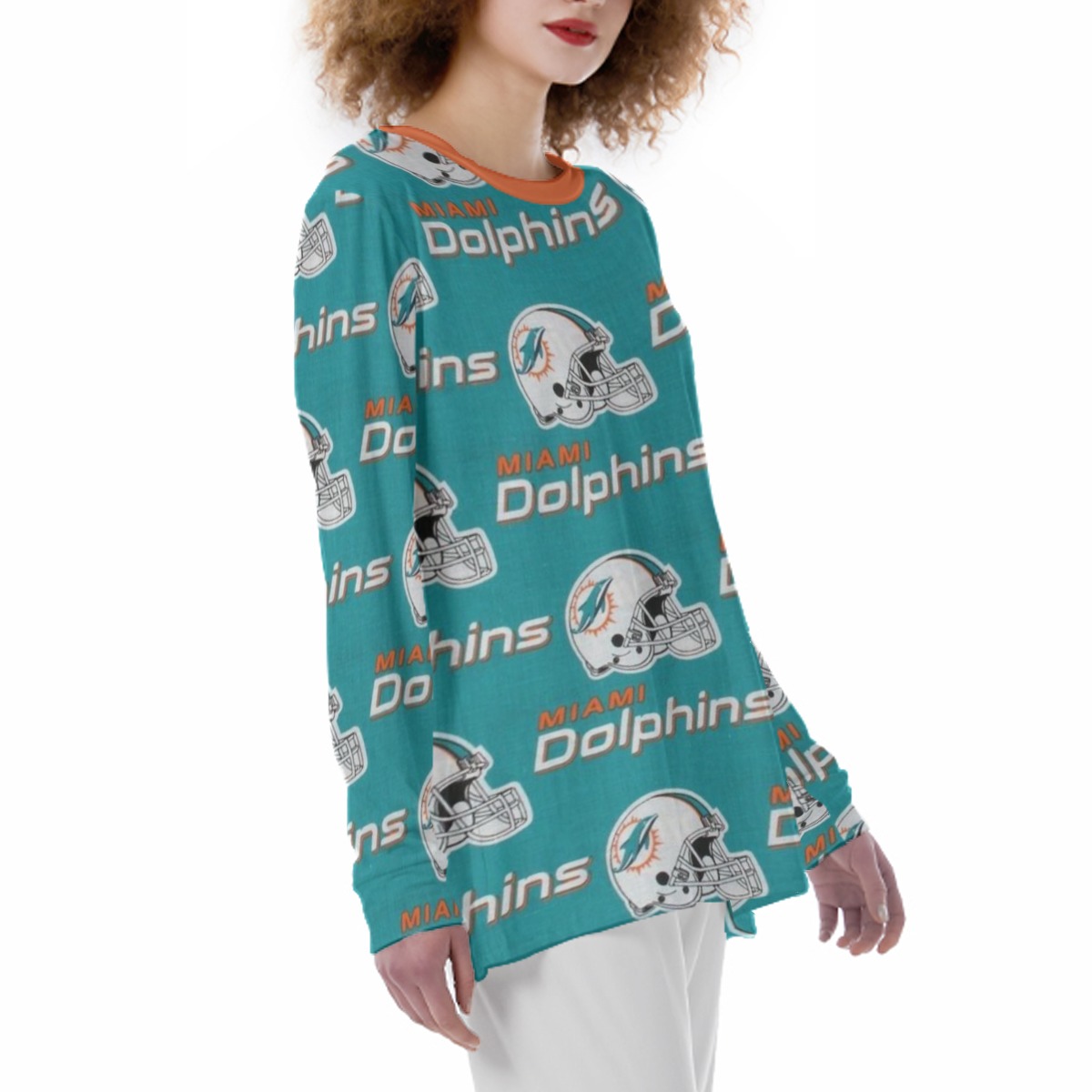 Miami Dolphins Zubaz All-Over Print Women'S Pajama T-shirt|180GSM - Image 3
