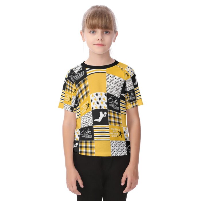 Pittsburgh Steelers Zubaz All-Over Print Kid's Raglan Sleeve T-shirt - Image 4