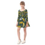 Green Bay Packers All-Over Print Kid's Long Sleeve Dress - Image 3