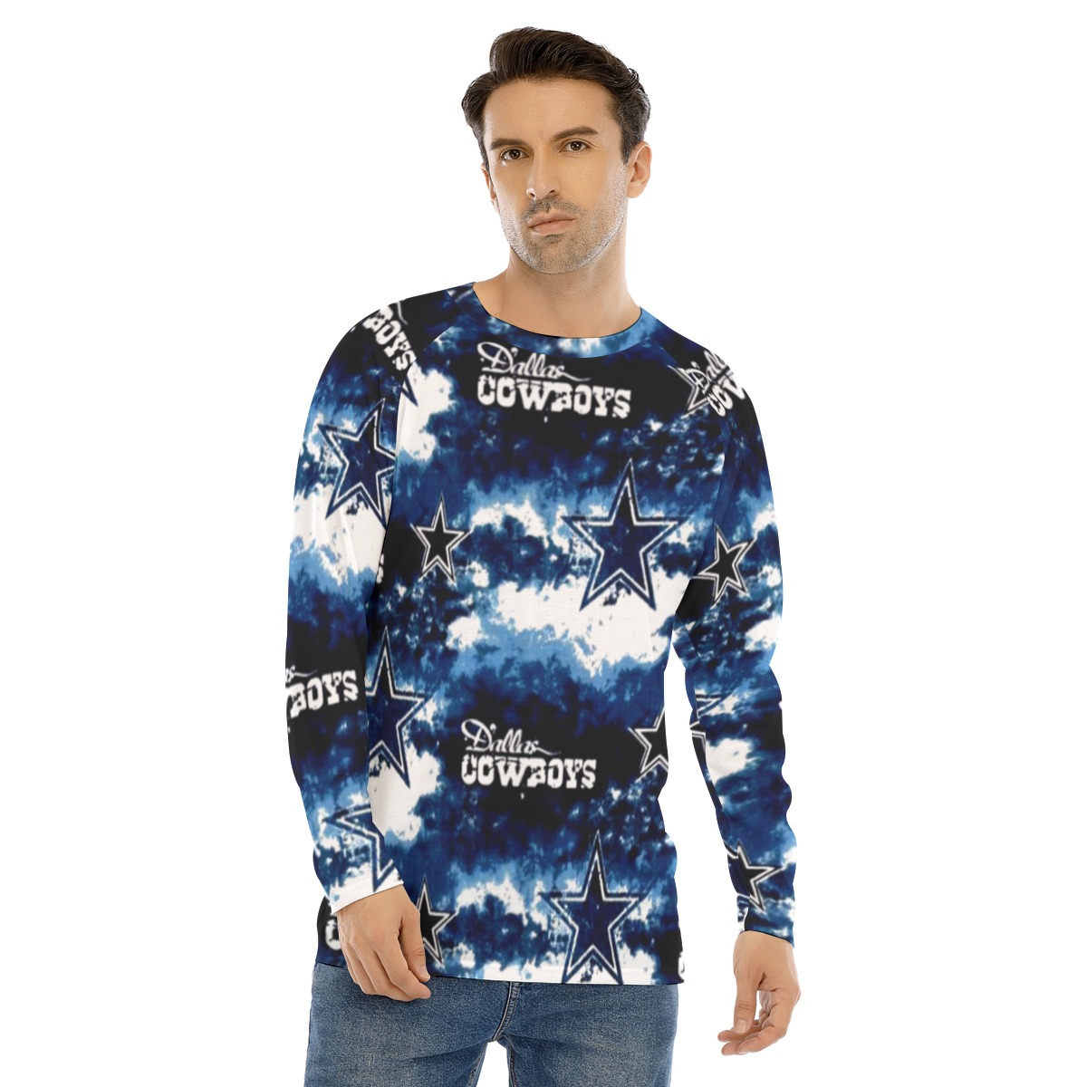 Dallas Cowboys Zubaz All-Over Print Men's Long Sleeve T-shirt With Raglan Sleeve - Image 4