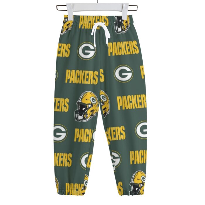 Green Bay Packers All-Over Print Kid's Sweatpants | 310GSM Cotton - Image 4