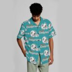 Miami Dolphins Zubaz All-Over Print Men's Hawaiian Shirt With Button Closure - Image 3