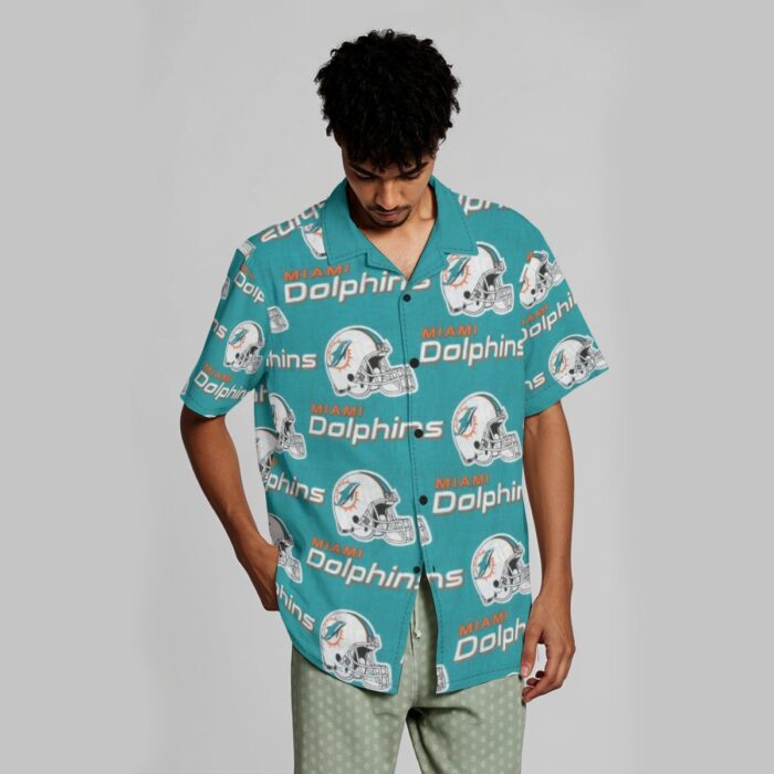 Miami Dolphins Zubaz All-Over Print Men's Hawaiian Shirt With Button Closure - Image 3